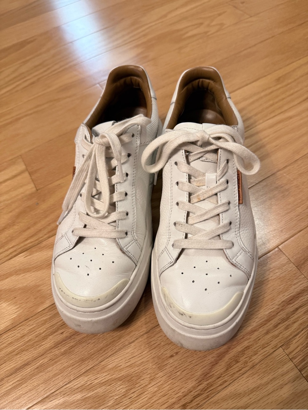 Tory Burch Cream White Leather Low-Top Sneakers